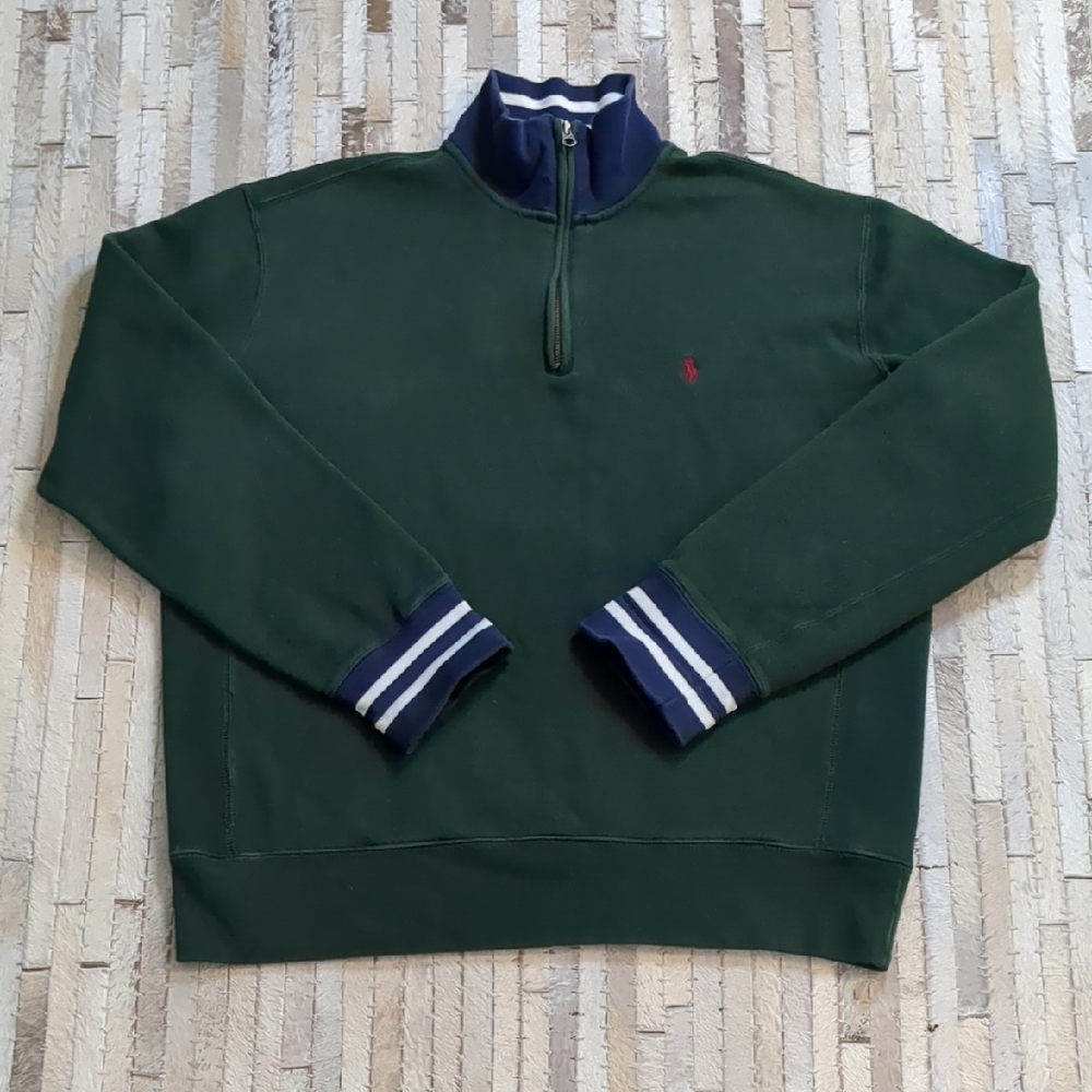 Polo Ralph Lauren Men's Size XL Vintage Quarter Zip Rugby Polo Sweater